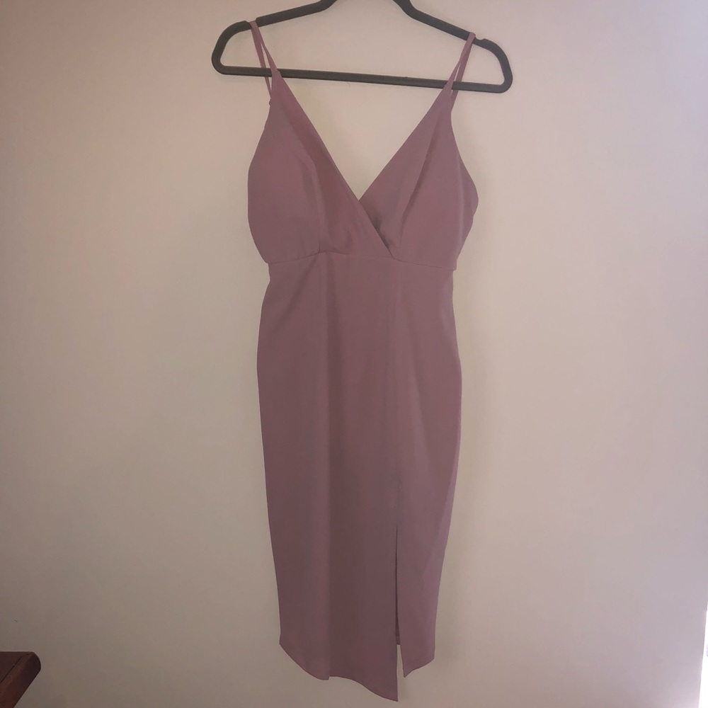 Summer blush midi tight dress - mauve color